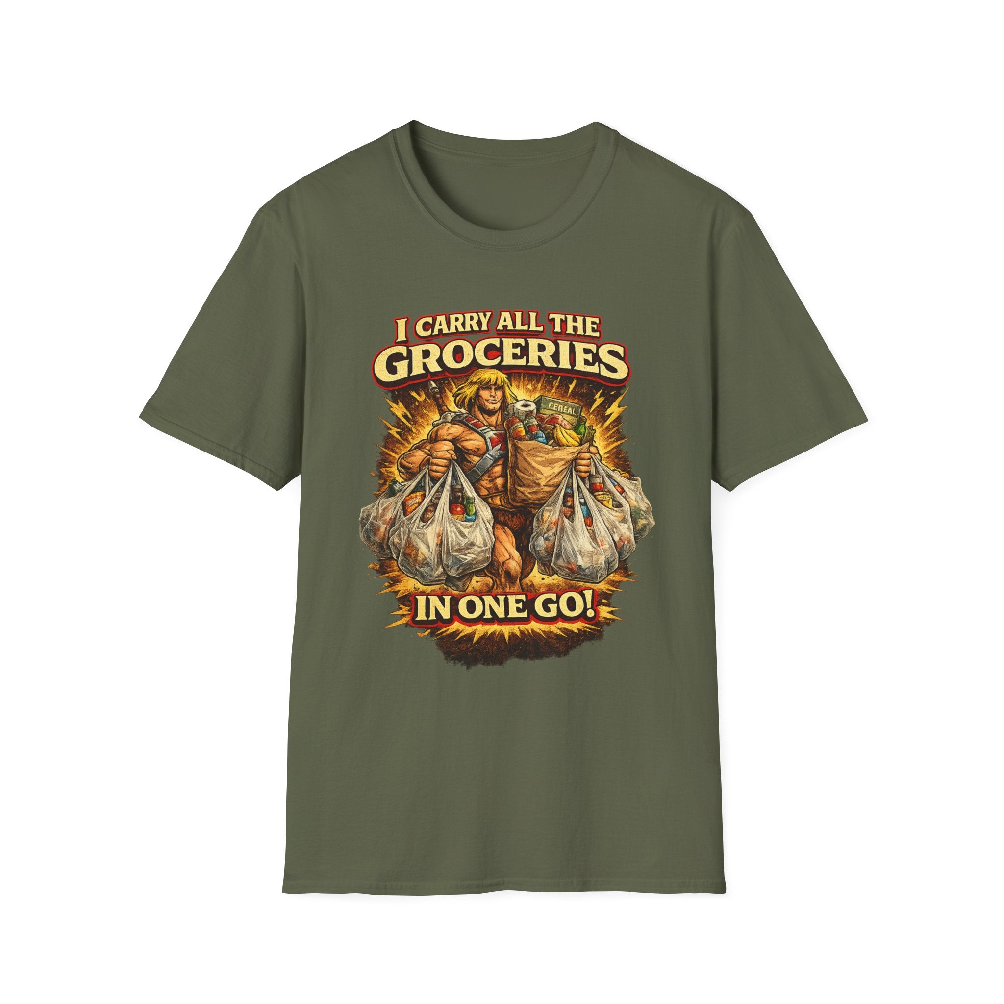 Grocery Warrior T‑Shirt — "I Carry All The Groceries In One Go" Graphic Tee