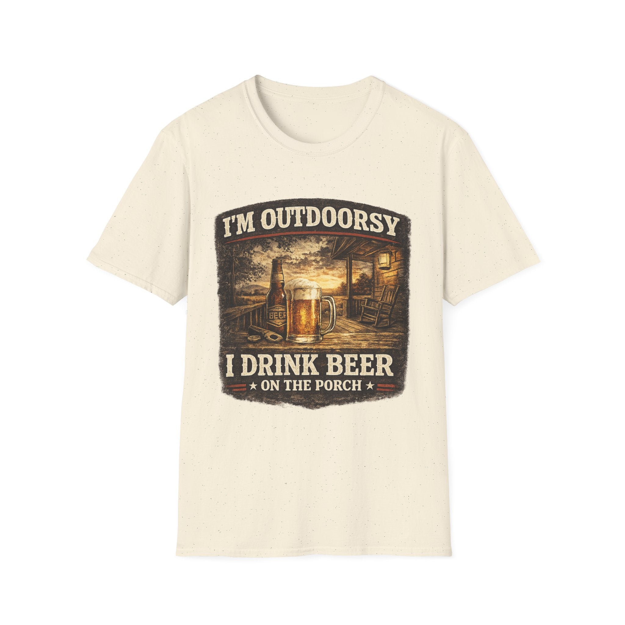 Outdoorsy T-Shirt — "I’m Outdoorsy, I Drink Beer on the Porch" Vintage Beer Tee